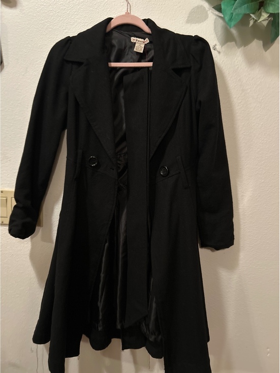 Jackets & Blazers - Forever Black Wool Blend Long Coat Size Small